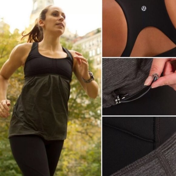 Lululemon Run Your Heart Out Tank Heathered Black Top Built In Bra Size 6 Yoga - Picture 2 of 8